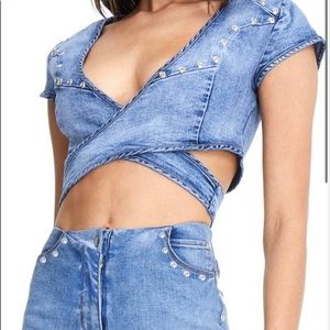I.AM.GIA Denim Crop Top Studded